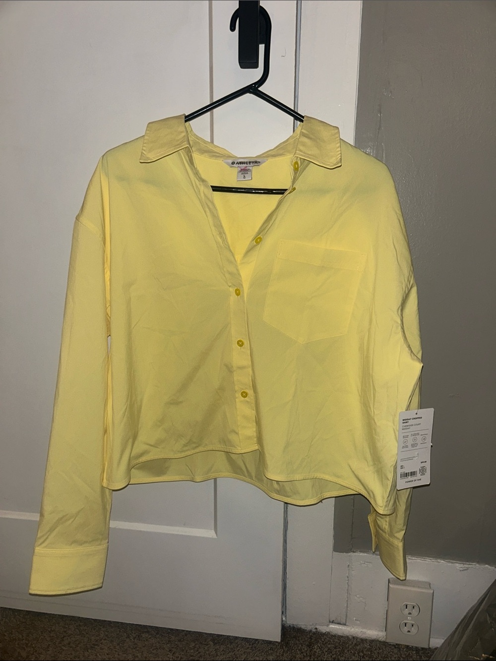 NWT Athleta Midday Cropped Shirt Yellow- Large